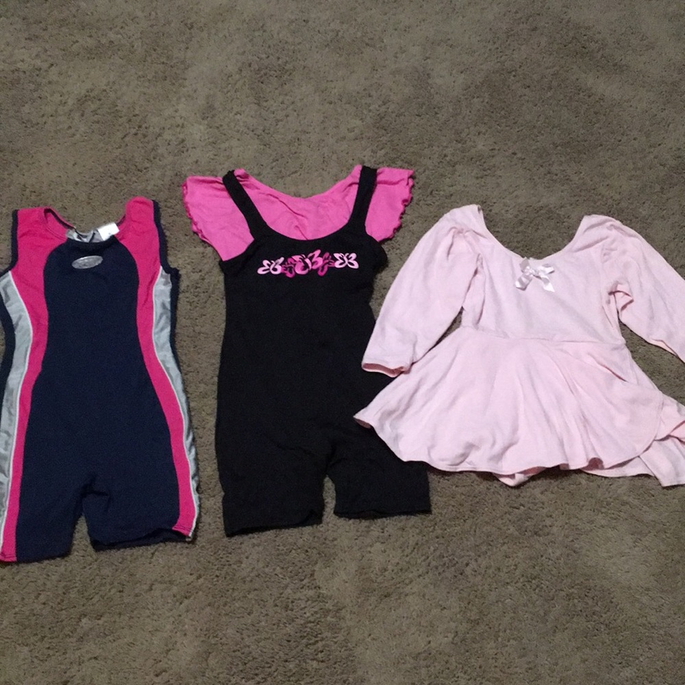 3 pair Moret gymnastic leotards Sz Small (6/7)